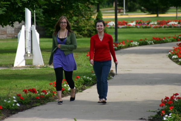 Students walking on campus